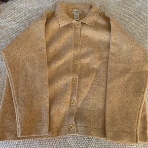 NWOT beige L.L.Bean wool cardigan sweater XL